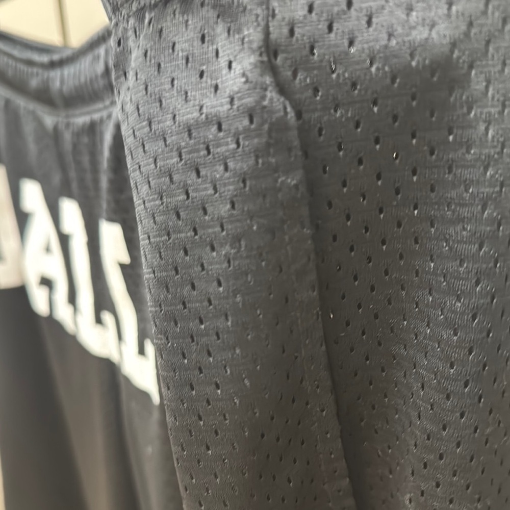 BRIAN LICHTENBERG Vintage Black Mesh Shorts with White 'Ballin' Text - Picture 6 of 8